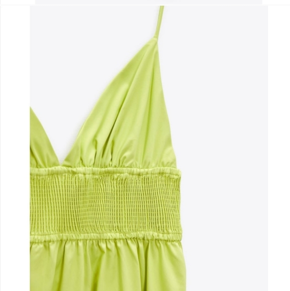 Zara Poplin Dress with Pockets Midi Maxi Lime - Picture 10 of 12